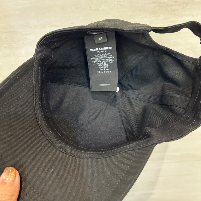 YSL 黑棉質SAINT LAURENT刺繡字體棒球帽-5