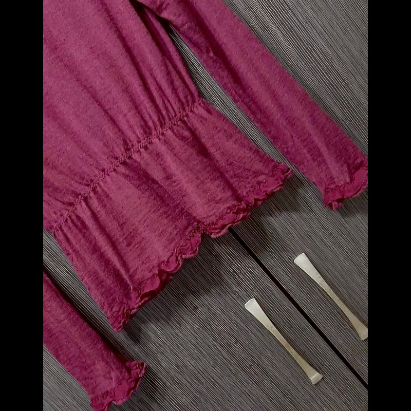 BURBERRY 博柏利 LONDON 戰馬 女酒紅色混羊毛絲綢長袖薄款罩衫2號-3