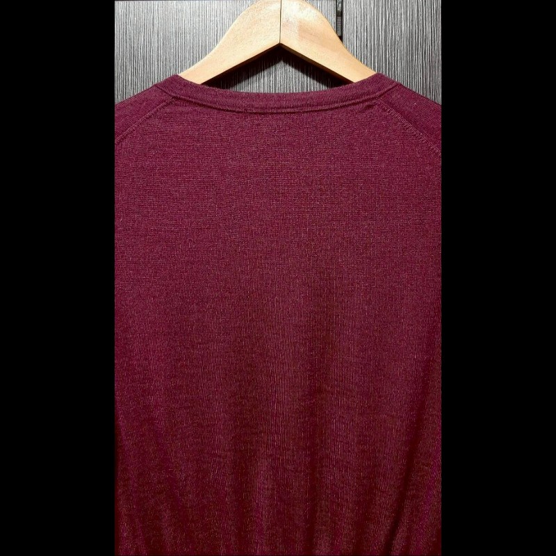 BURBERRY 博柏利 LONDON 戰馬 女酒紅色混羊毛絲綢長袖薄款罩衫2號-5