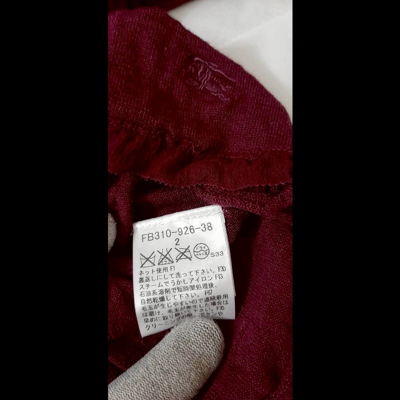 BURBERRY 博柏利 LONDON 戰馬 女酒紅色混羊毛絲綢長袖薄款罩衫2號-8