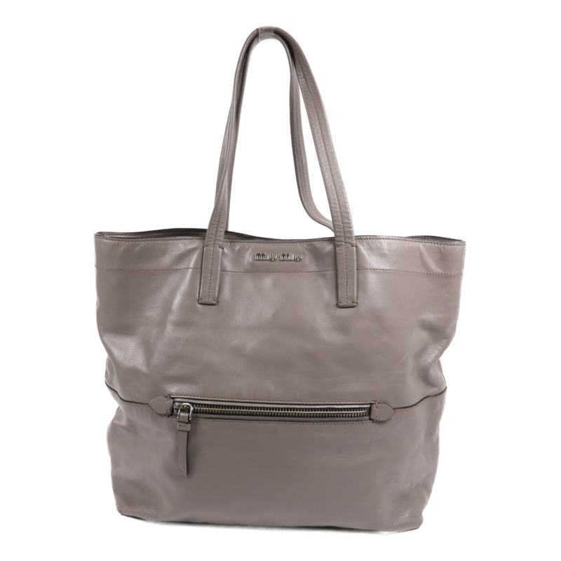 Miu Miu 牛皮皮革Tote Bag銀扣手挽袋-0