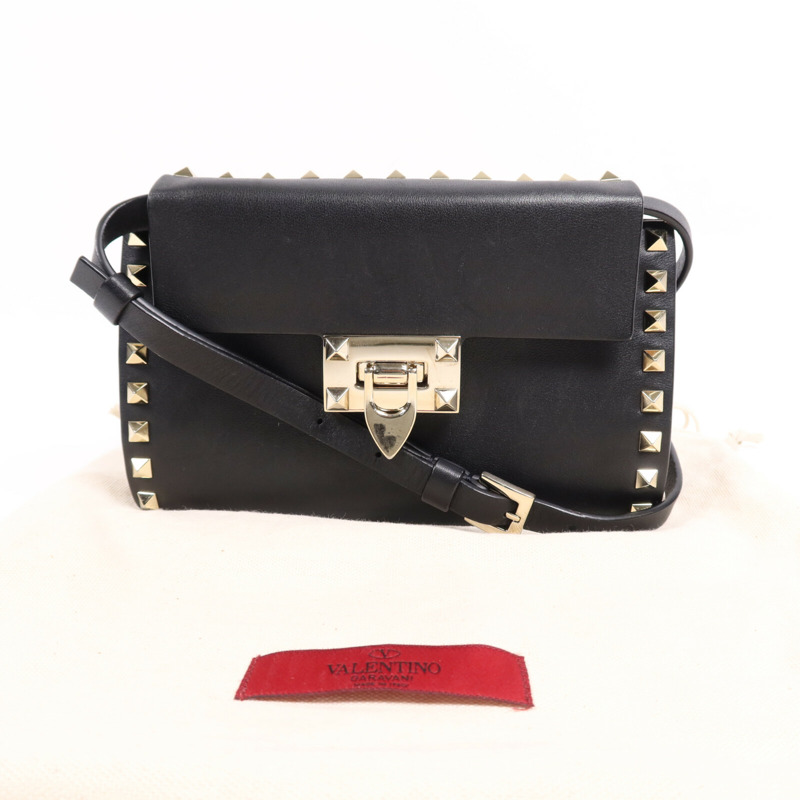 Valentino 牛皮皮革Shoulder Bag金扣肩背袋-13