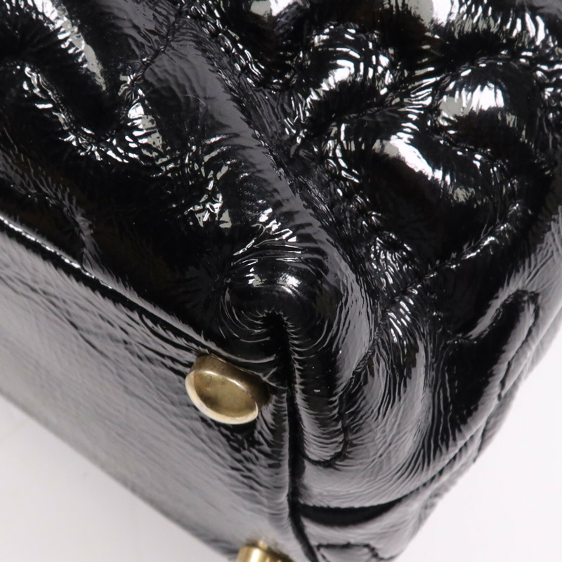 CHANEL 漆皮皮革Chain Tote金扣鏈帶手挽袋-6