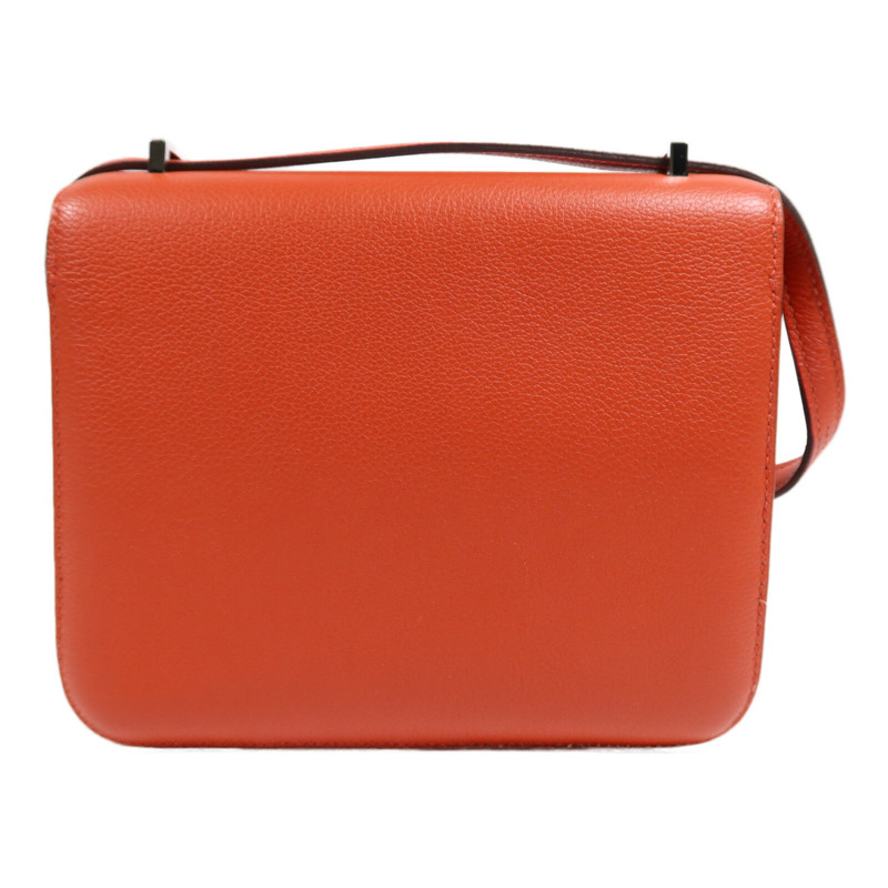 HERMES Evercolor皮革Constance Mini銀扣肩背袋Capucine-1