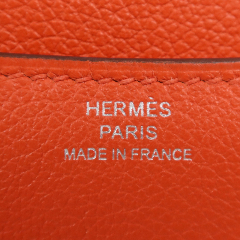 HERMES Evercolor皮革Constance Mini銀扣肩背袋Capucine-5