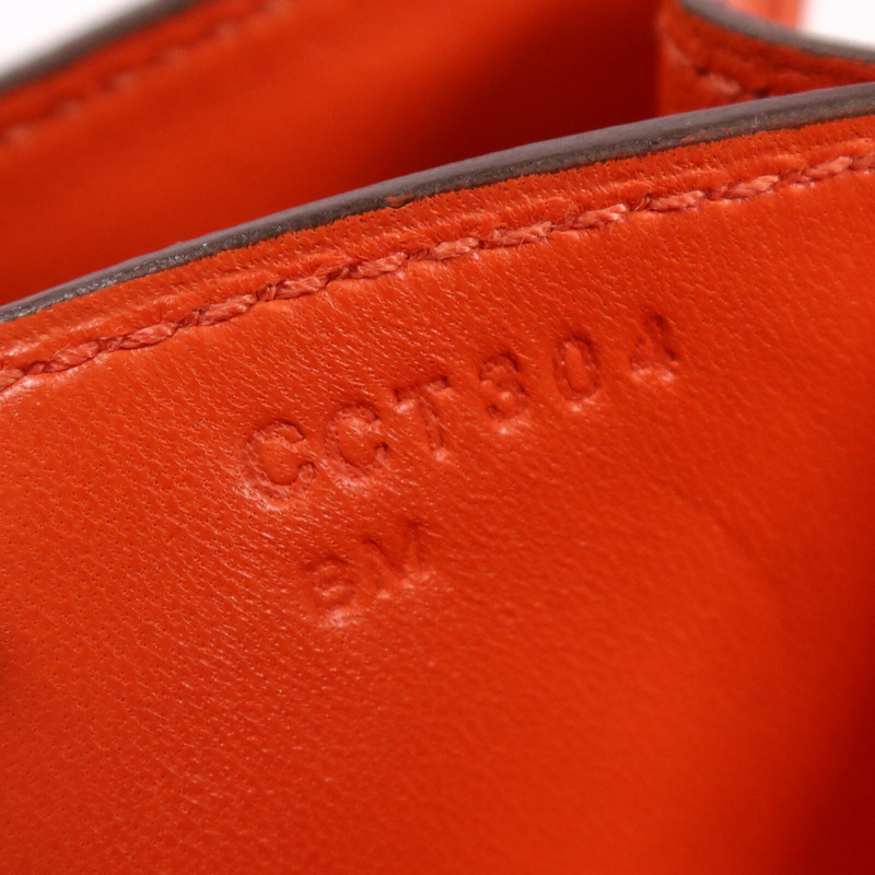 HERMES Evercolor皮革Constance Mini銀扣肩背袋Capucine-6