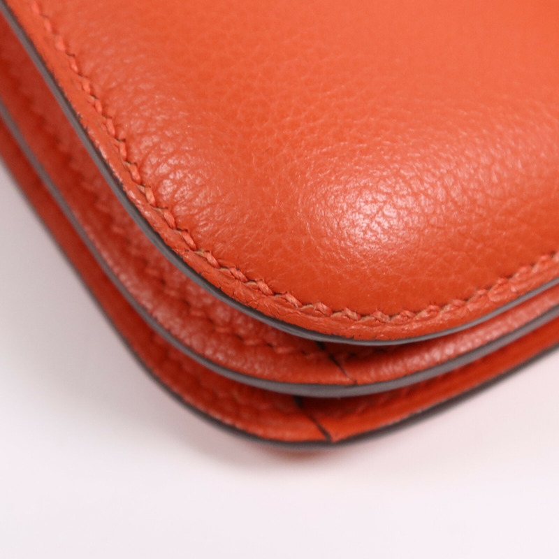 HERMES Evercolor皮革Constance Mini銀扣肩背袋Capucine-10