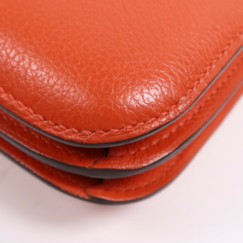 HERMES Evercolor皮革Constance Mini銀扣肩背袋Capucine-11