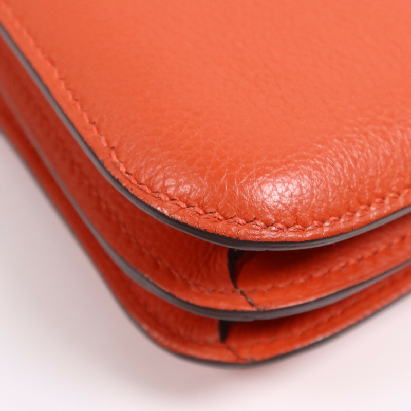 HERMES Evercolor皮革Constance Mini銀扣肩背袋Capucine-12