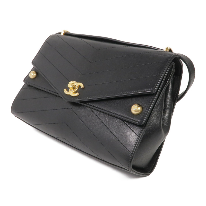 CHANEL 牛皮皮革Chain Shoulder Bag金扣鏈帶肩背袋-2