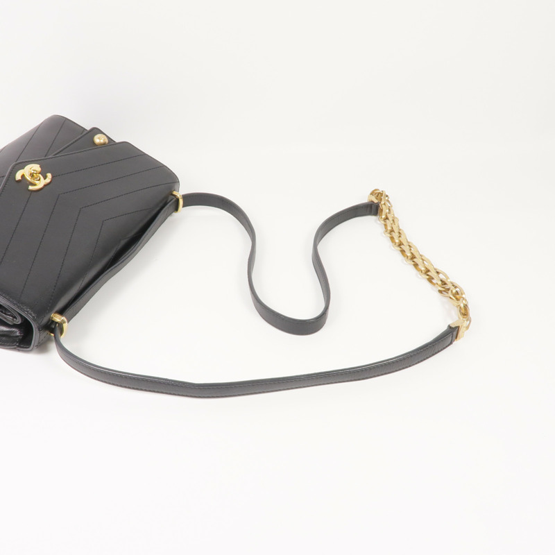 CHANEL 牛皮皮革Chain Shoulder Bag金扣鏈帶肩背袋-4