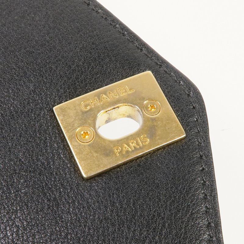 CHANEL 牛皮皮革Chain Shoulder Bag金扣鏈帶肩背袋-12