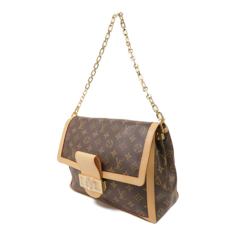 LOUIS VUITTON Monogram Dauphine Soft GM金扣手挽肩背兩用袋棕色-2