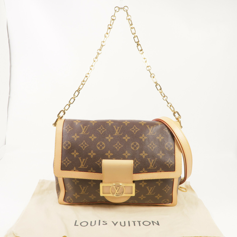 LOUIS VUITTON Monogram Dauphine Soft GM金扣手挽肩背兩用袋棕色-19