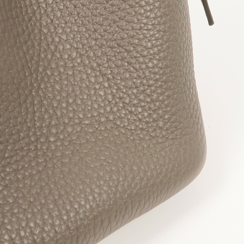 HERMES Clemence皮革Picotin MM金扣手挽袋Gris Etain-13