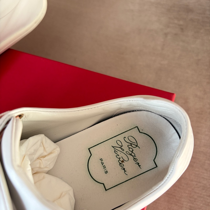 Roger Vivier VIV ÉTIQUETTE 法式優雅小白鞋 緞帶繫帶休閒鞋 白色 EU 39-11