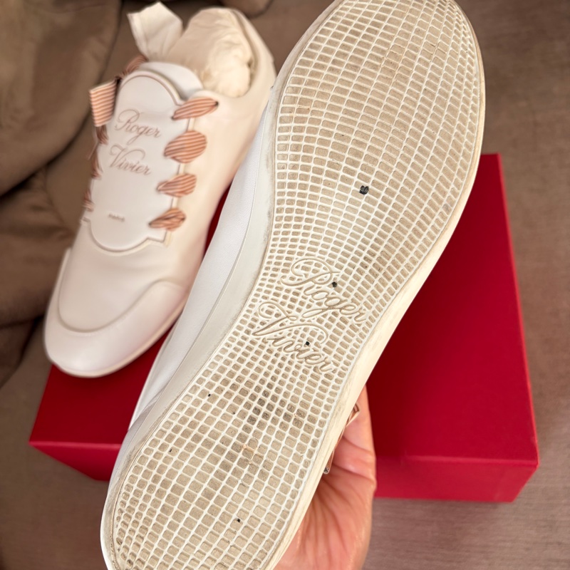 Roger Vivier VIV ÉTIQUETTE 法式優雅小白鞋 緞帶繫帶休閒鞋 白色 EU 39-16