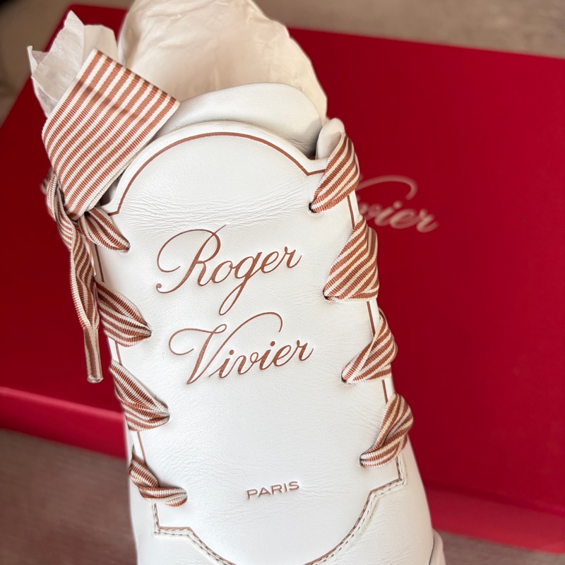 Roger Vivier VIV ÉTIQUETTE 法式優雅小白鞋 緞帶繫帶休閒鞋 白色 EU 39-33