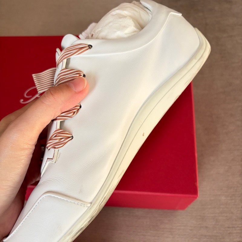 Roger Vivier VIV ÉTIQUETTE 法式優雅小白鞋 緞帶繫帶休閒鞋 白色 EU 39-48