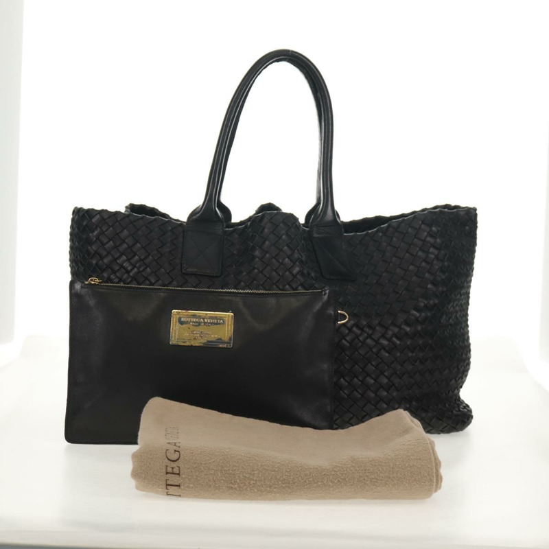 【日本直送】BOTTEGA VENETA INTRECCIATO Cabas MM 手提包，黑色皮革，貨號 115664，正品編號 149722V-11