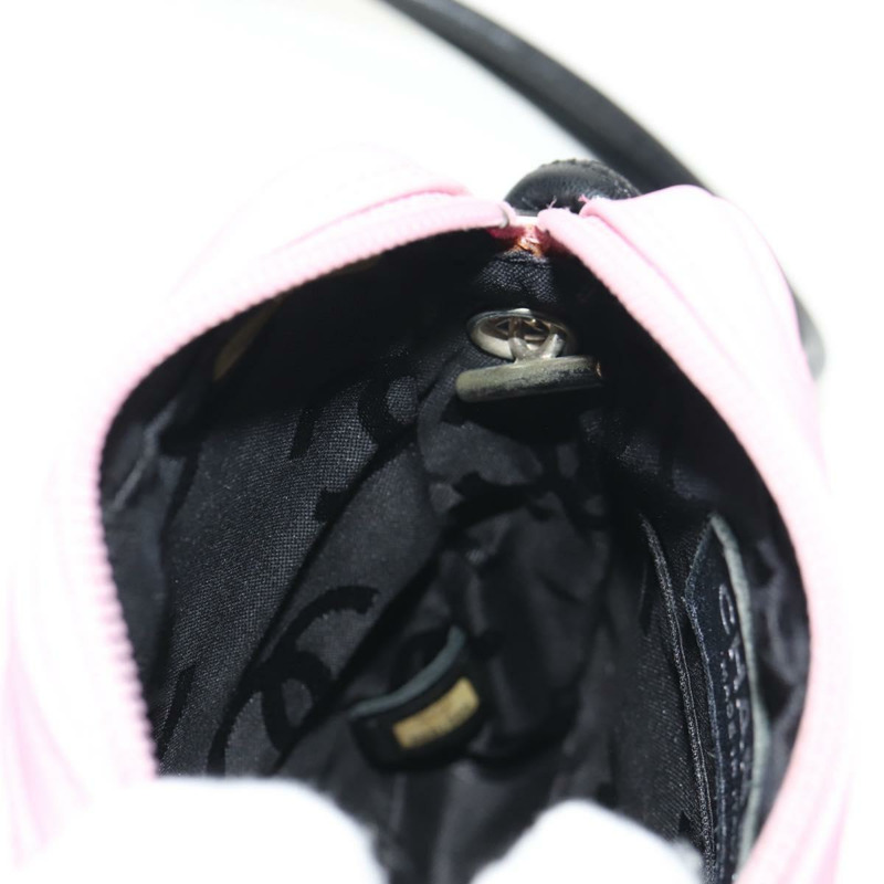 【日本直送】香奈兒 Cambon 系列單肩包，粉紅色黑色皮革，CC 標誌，正品 mr1562V-19