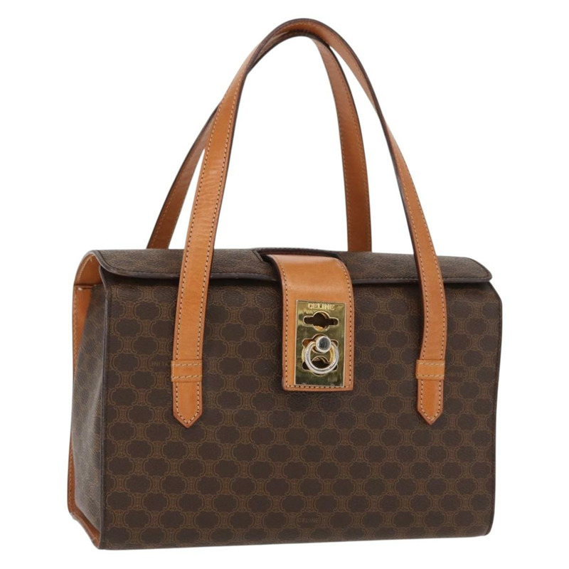 【日本直送】CELINE Macadam帆布手提包 PVC皮革 2way Brown Gold Auth 134331V-0