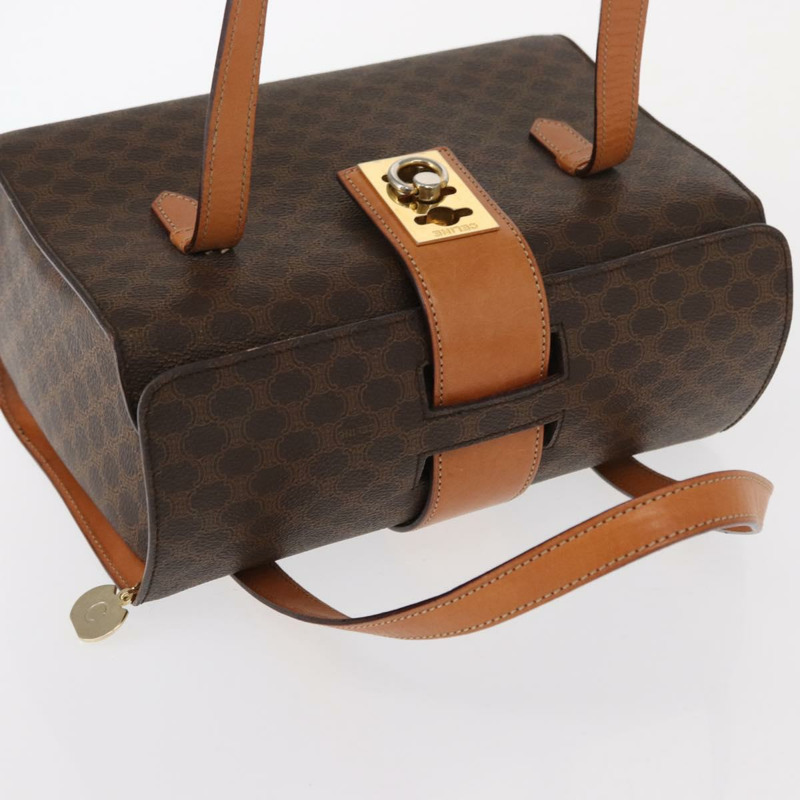 【日本直送】CELINE Macadam帆布手提包 PVC皮革 2way Brown Gold Auth 134331V-5