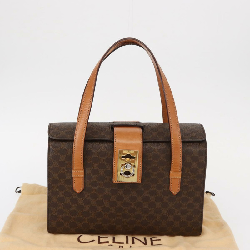 【日本直送】CELINE Macadam帆布手提包 PVC皮革 2way Brown Gold Auth 134331V-11