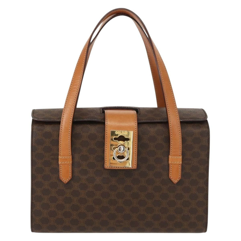 【日本直送】CELINE Macadam帆布手提包 PVC皮革 2way Brown Gold Auth 134331V-12