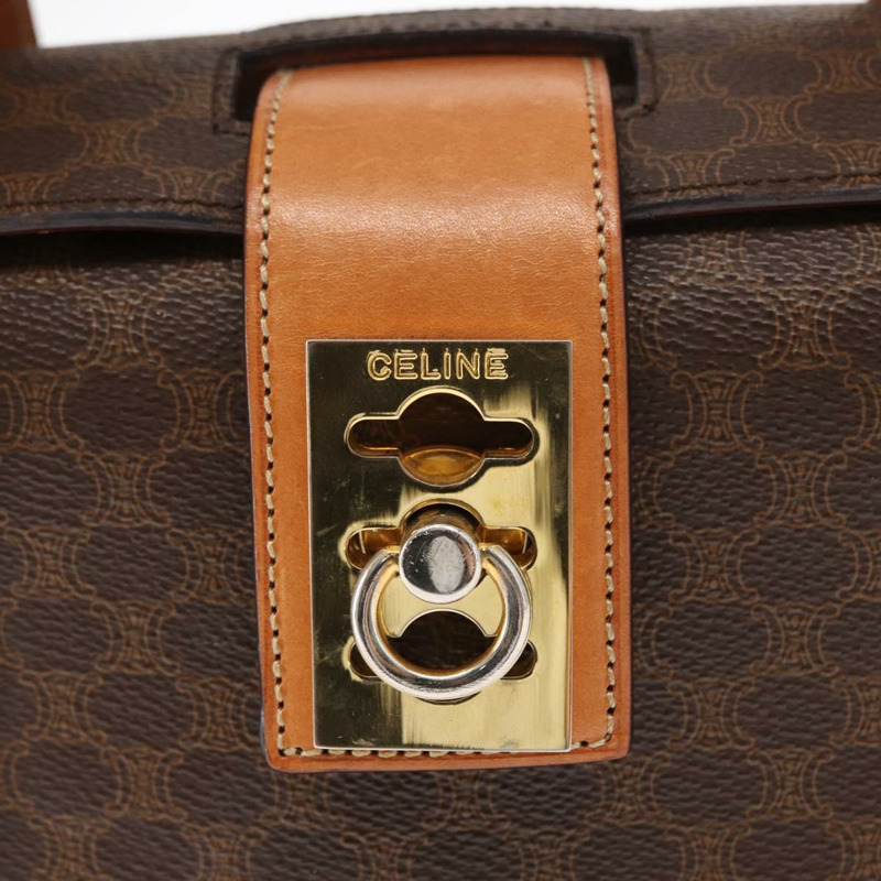 【日本直送】CELINE Macadam帆布手提包 PVC皮革 2way Brown Gold Auth 134331V-18