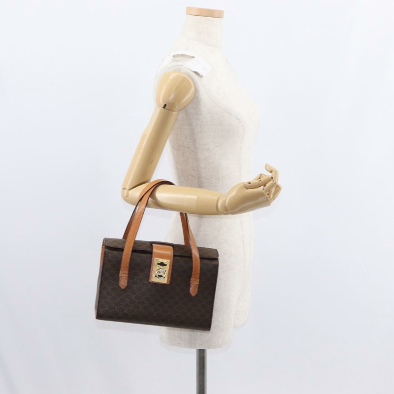 【日本直送】CELINE Macadam帆布手提包 PVC皮革 2way Brown Gold Auth 134331V-25