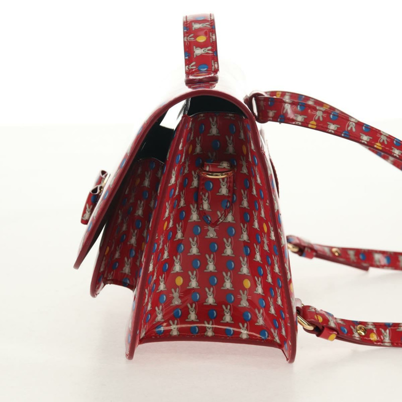 【日本直送】Salvatore Ferragamo Vala 背包，乙烯基塗層，三向紅金配色，正品編號 134344AV-3