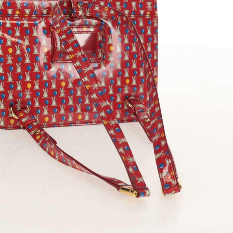 【日本直送】Salvatore Ferragamo Vala 背包，乙烯基塗層，三向紅金配色，正品編號 134344AV-7