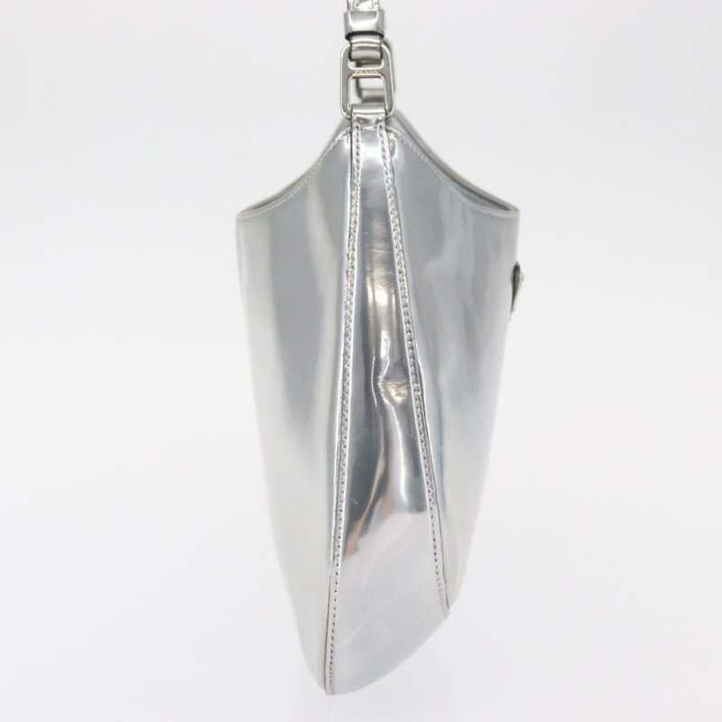 【日本直送】PRADA 銀色皮革肩背包 Auth 134333V-3