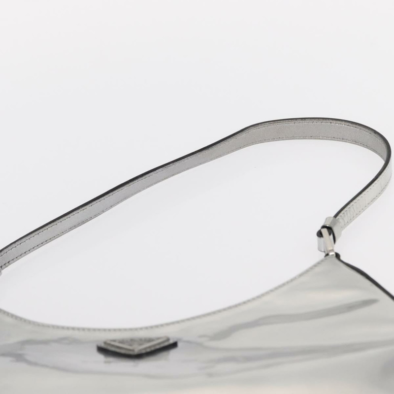 【日本直送】PRADA 銀色皮革肩背包 Auth 134333V-13