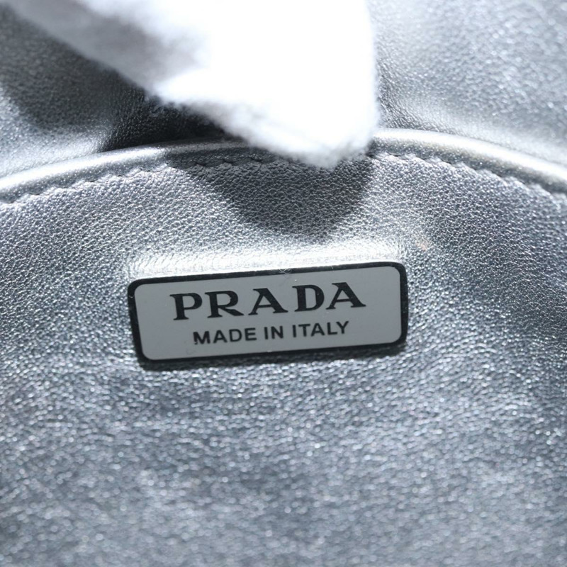 【日本直送】PRADA 銀色皮革肩背包 Auth 134333V-18