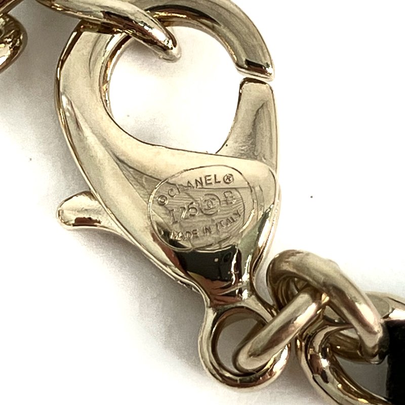 ☆Chanel香奈兒 Gold Tone Metal Black Calfskin Star Rhinestone Bracelet I25B 金色金屬黑色小牛皮星星水鑽手鍊 I25B -257021394-5