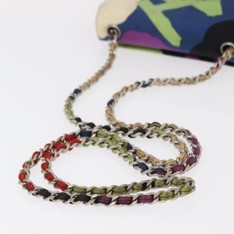 【日本直送】香奈兒鏈條單背包帆布多色銀色雙C標誌正品 145585V-5