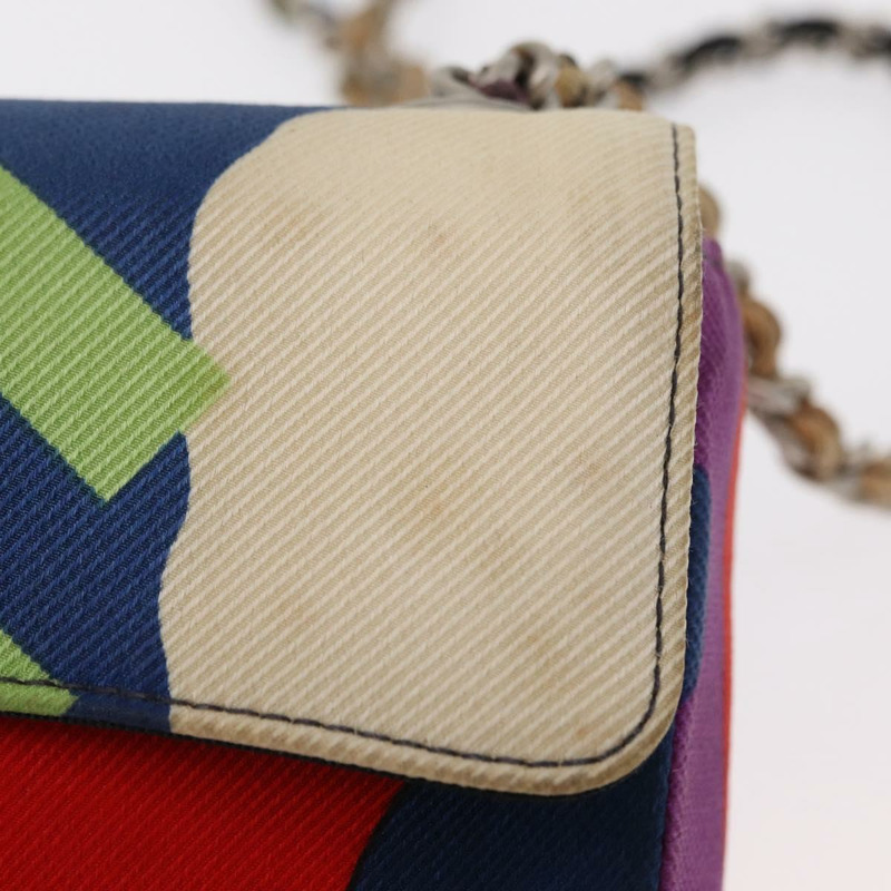 【日本直送】香奈兒鏈條單背包帆布多色銀色雙C標誌正品 145585V-6