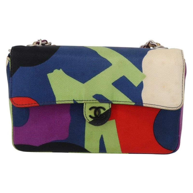 【日本直送】香奈兒鏈條單背包帆布多色銀色雙C標誌正品 145585V-12