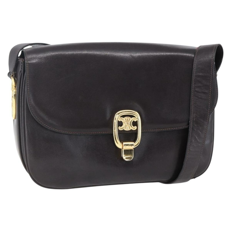 【日本直送】CELINE 棕色金色皮革肩背包，正品編號 152880-0