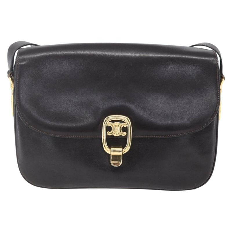 【日本直送】CELINE 棕色金色皮革肩背包，正品編號 152880-12