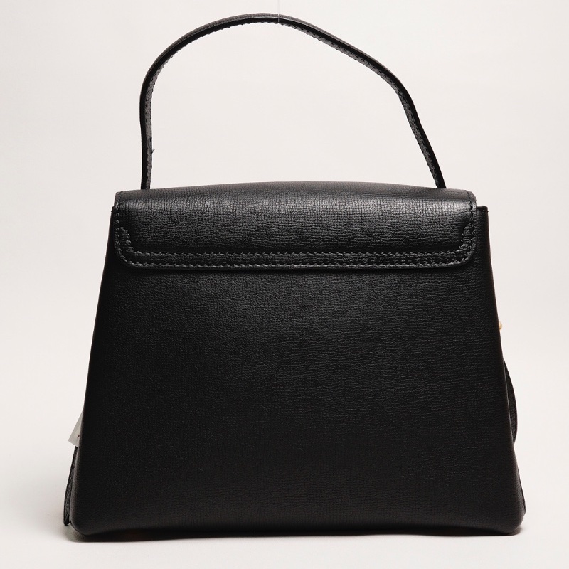 BURBERRY Camberley經典格紋帆布拼色 荔枝皮手提包(黑)-1