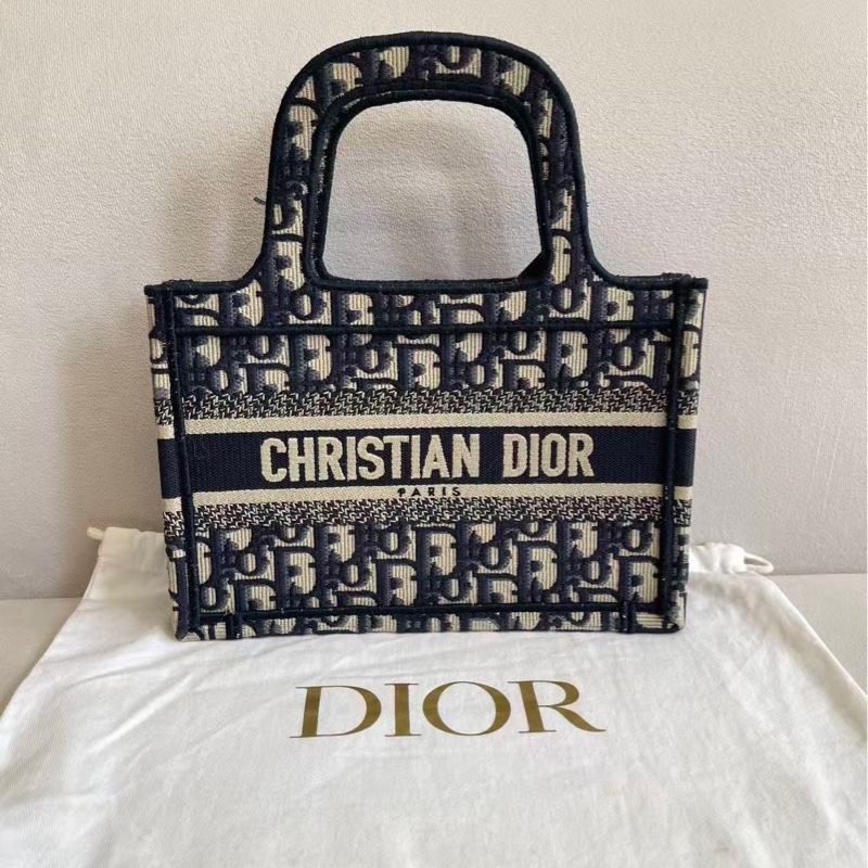 Dior迪奧 mini tote老花刺繡手提包 尺寸約22.5*15*6-0