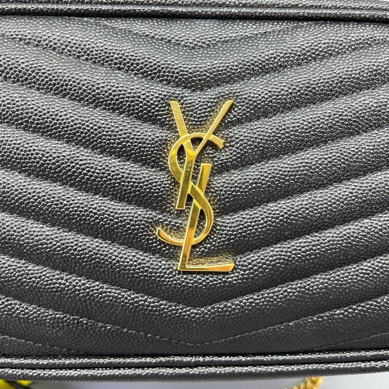YSL聖羅蘭流蘇相機包黑金魚子醬-4