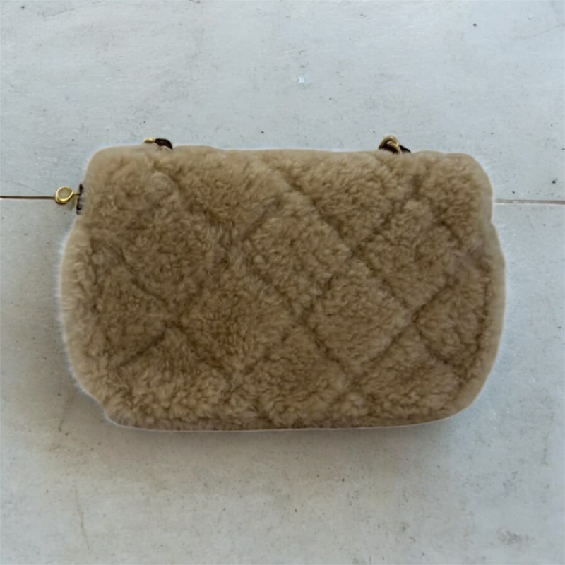 CHANEL 綿羊毛拼接 MINI COCO 深棕色x米色 晶片款-2