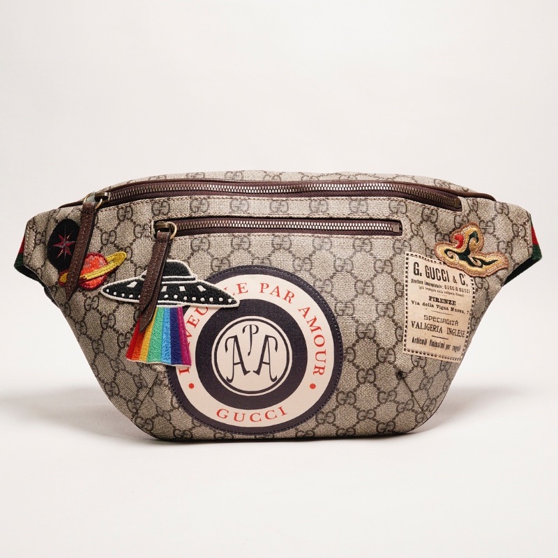 Gucci 塗層帆布刺繡設計腰包-0