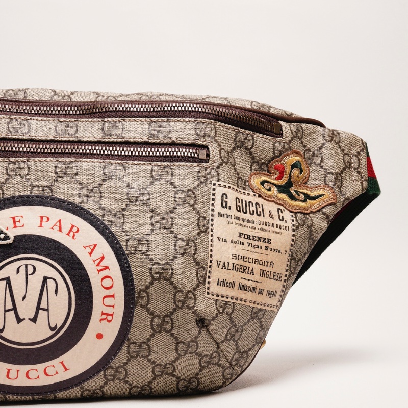 Gucci 塗層帆布刺繡設計腰包-5