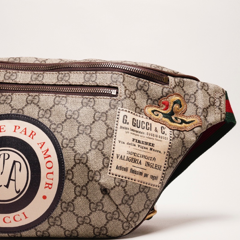 Gucci 塗層帆布刺繡設計腰包-6