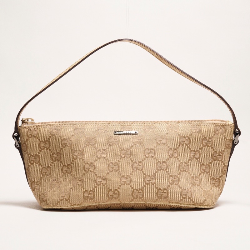 Gucci帆布小船造型 麻將腋下包-0